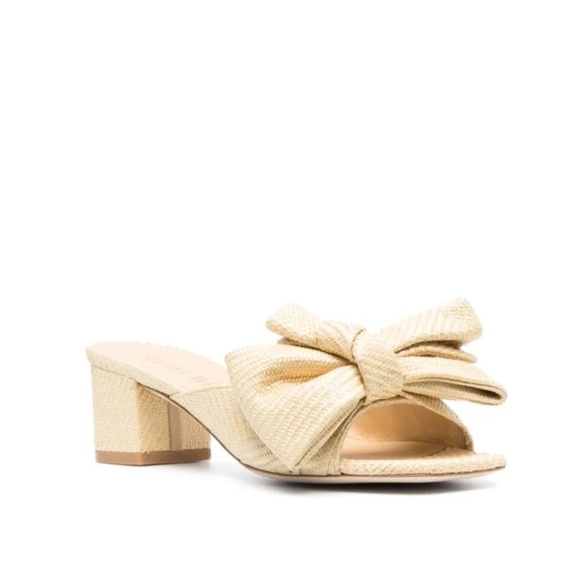 Stuart Weitzman NEW Loveknot 50 Block Slide Sandals Wheat Raffia Size 11 - Picture 4 of 12